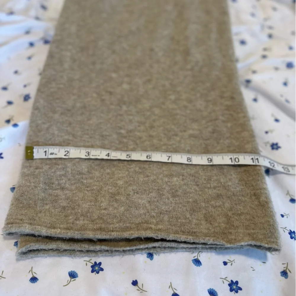 Zara tan knit Sz:M Fuzzy Wool blend Extra wide-leg lounge pants drawstring waist - Picture 5 of 10